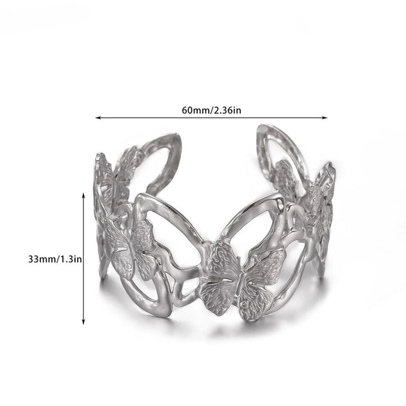 Wholesale Simple Geometric Open Circle Electroplated Stainless Steel Titanium Steel Metal Silver Bracelet