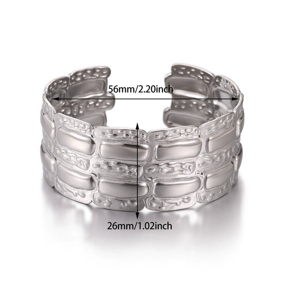Wholesale Simple Geometric Open Circle Electroplated Stainless Steel Titanium Steel Metal Silver Bracelet