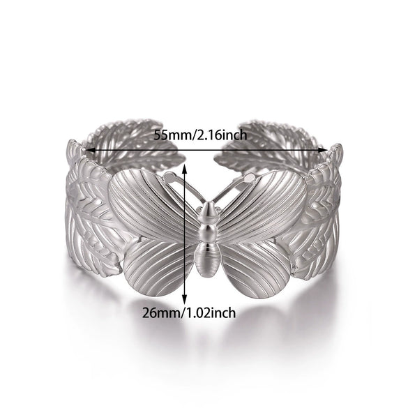 Wholesale Simple Geometric Open Circle Electroplated Stainless Steel Titanium Steel Metal Silver Bracelet