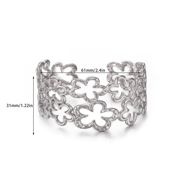 Wholesale Simple Geometric Open Circle Electroplated Stainless Steel Titanium Steel Metal Silver Bracelet