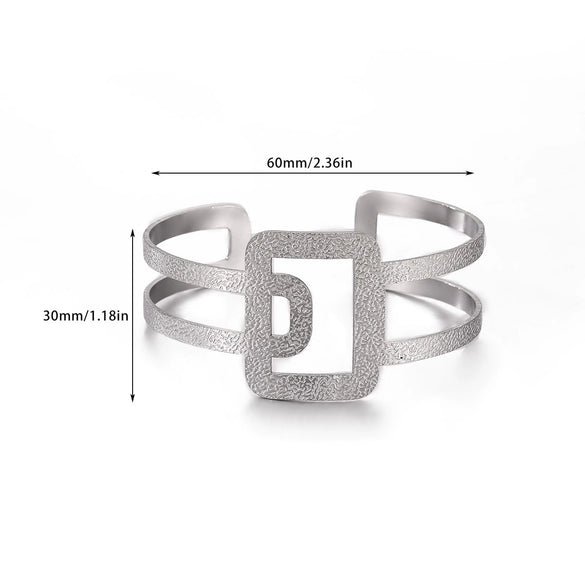Wholesale Simple Geometric Open Circle Electroplated Stainless Steel Titanium Steel Metal Silver Bracelet