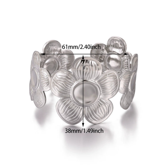 Wholesale Simple Geometric Open Circle Electroplated Stainless Steel Titanium Steel Metal Silver Bracelet