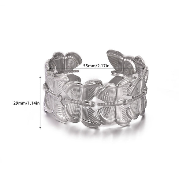 Wholesale Simple Geometric Open Circle Electroplated Stainless Steel Titanium Steel Metal Silver Bracelet