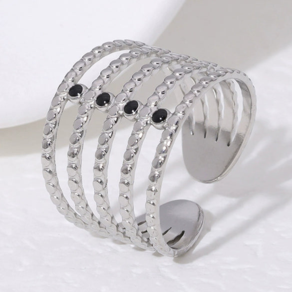 Wholesale Simple Geometric Open 18K Goldplated Stainless Steel Ring For Women