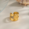 Wholesale Simple Geometric Open Ring In Titanium Steel With Electroplating And Pvd Vacuum Real Gold For Women And Men