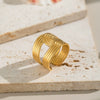 Wholesale Simple Geometric Open Ring In Titanium Steel With Electroplating And Pvd Vacuum Real Gold For Women And Men
