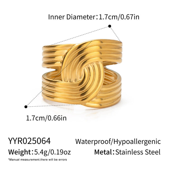 Wholesale Simple Geometric Open Ring In Titanium Steel With Electroplating And Pvd Vacuum Real Gold For Women And Men