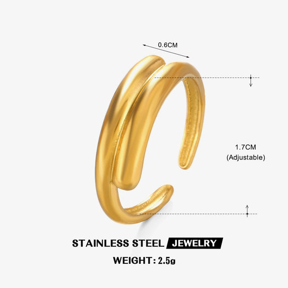 Wholesale Simple Geometric Open Ring 18K Gold Plated Titanium Steel For Ladies
