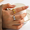 Wholesale Simple Geometric Open Ring 18K Gold Plated Titanium Steel For Ladies