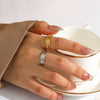 Wholesale Simple Geometric Open Ring 18K Gold Plated Titanium Steel For Ladies