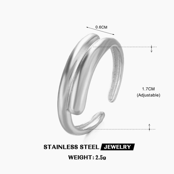 Wholesale Simple Geometric Open Ring 18K Gold Plated Titanium Steel For Ladies