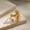 Wholesale Simple Geometric Open Ring With Large And Small Ball Beads Stainless Steel Jewelry Electroplated Punk Hip Hop Style For Women