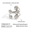 Wholesale Simple Geometric Open Ring With Large And Small Ball Beads Stainless Steel Jewelry Electroplated Punk Hip Hop Style For Women