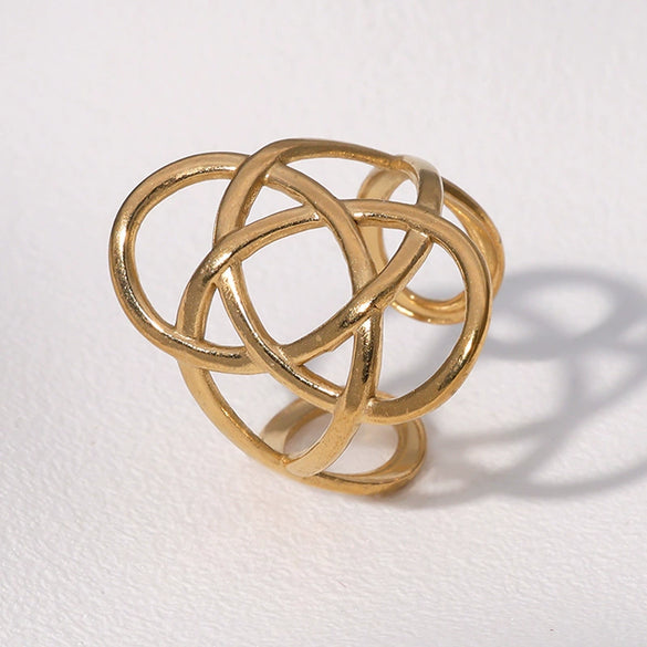 Wholesale Simple Geometric Open Stainless Steel Ring For Women With Electroplating Design