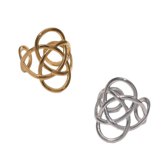 Wholesale Simple Geometric Open Stainless Steel Ring For Women With Electroplating Design