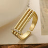 Wholesale Simple Geometric Open Women's Ring Copper Plated 18K Gold With Micropaved Zircon