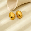 Wholesale Simple Geometric Oval Smooth 18K Electroplated Stainless Steel Earrings For Women