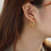Wholesale Simple Geometric Round Titanium Steel 18K Gold Electroplated Earrings