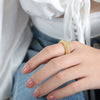 Wholesale Simple Geometric Shining 18K Gold Plated Titanium Steel Ring Jewelry For Women
