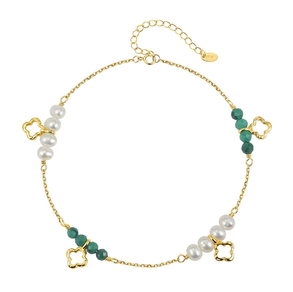 Wholesale Simple Geometric 925 Silver Electroplated Bracelet For Women With Freshwater Pearl