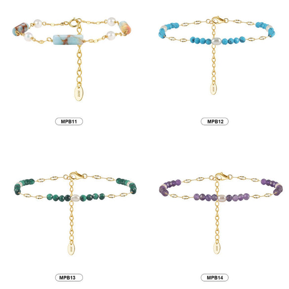 Wholesale Simple Geometric 925 Silver Electroplated Bracelet For Women With Freshwater Pearl