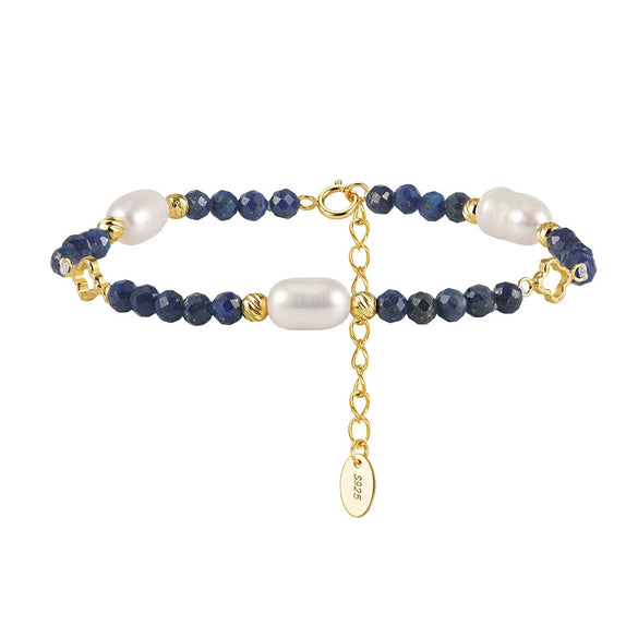 Wholesale Simple Geometric 925 Silver Electroplated Bracelet For Women With Freshwater Pearl