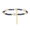 Wholesale Simple Geometric Silver Electroplated Freshwater Pearl Crystal Natural Stone Lapis Lazuli Malachite Bracelet For Women