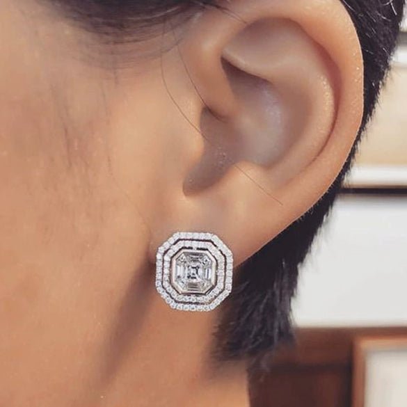 Wholesale Simple Geometric Square Copper Earrings With Zirconia For Women