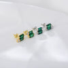 Wholesale Simple Geometric Square Emerald Zircon Earrings In Sterling Silver With Diamond Treatment Palace Style For Women