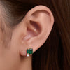 Wholesale Simple Geometric Square Emerald Zircon Earrings In Sterling Silver With Diamond Treatment Palace Style For Women