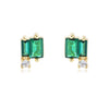 Wholesale Simple Geometric Square Emerald Zircon Earrings In Sterling Silver With Diamond Treatment Palace Style For Women