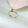 Wholesale Simple Geometric Square Stainless Steel Inlaid Zircon Women's Ring With Electroplating