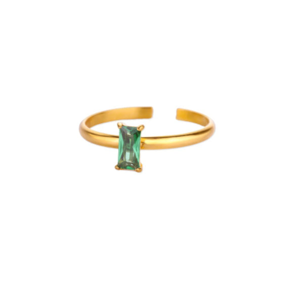 Wholesale Simple Geometric Square Stainless Steel Inlaid Zircon Women's Ring With Electroplating