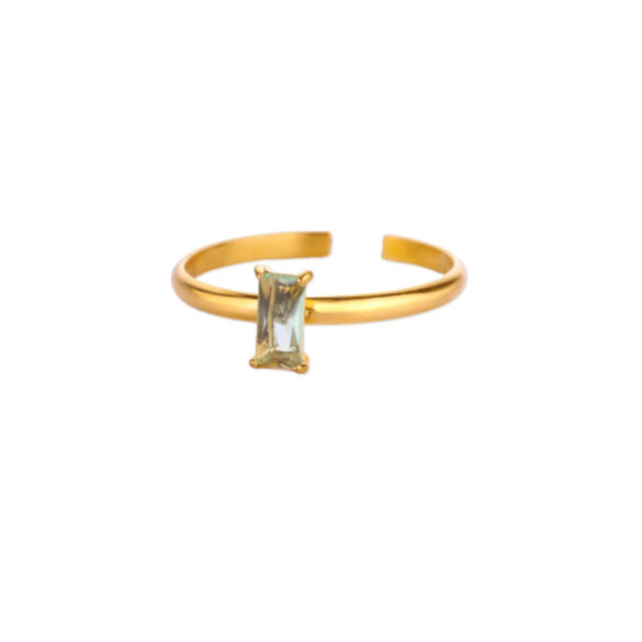 Wholesale Simple Geometric Square Stainless Steel Inlaid Zircon Women's Ring With Electroplating