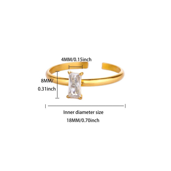Wholesale Simple Geometric Square Stainless Steel Inlaid Zircon Women's Ring With Electroplating