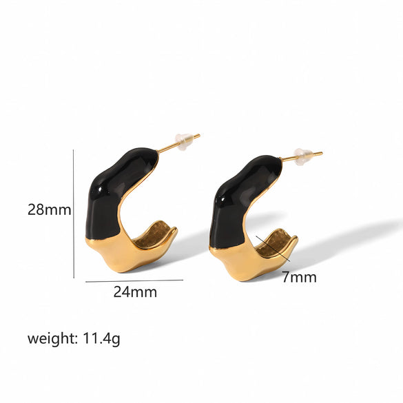 Wholesale Simple Geometric Stainless Steel Earrings With 18K Gold Electroplating For Women