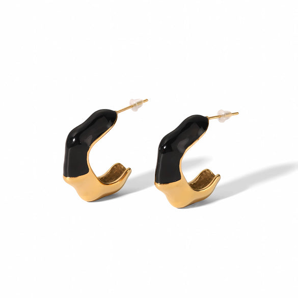 Wholesale Simple Geometric Stainless Steel Earrings With 18K Gold Electroplating For Women