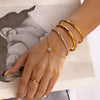 Wholesale Simple Geometric Stainless Steel Electroplated Flowerembellished Zircon Multilayer Finger Chain Stackable Bracelet For Women