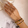 Wholesale Simple Geometric Stainless Steel Electroplated Flowerembellished Zircon Multilayer Finger Chain Stackable Bracelet For Women