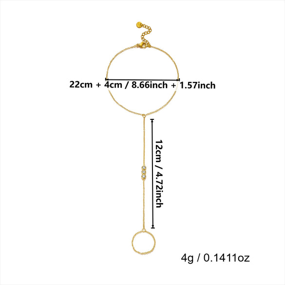 Wholesale Simple Geometric Stainless Steel Electroplated Flowerembellished Zircon Multilayer Finger Chain Stackable Bracelet For Women