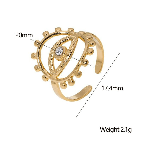 Wholesale Simple Geometric Stainless Steel Electroplated 18K Real Gold Open Ring Hand Jewelry For Women