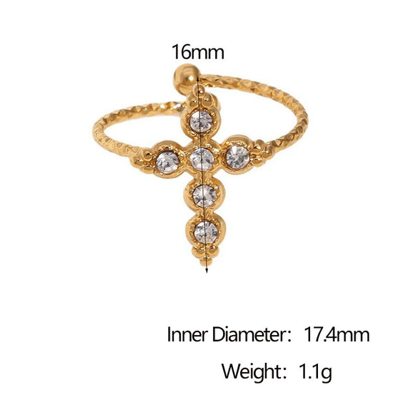 Wholesale Simple Geometric Stainless Steel Electroplated Open Ring For Women