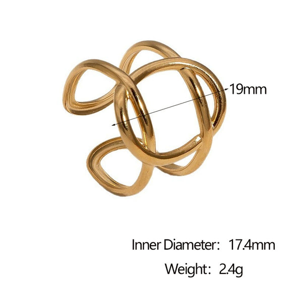 Wholesale Simple Geometric Stainless Steel Electroplated Open Ring For Women