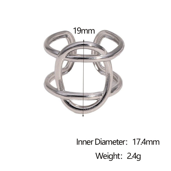 Wholesale Simple Geometric Stainless Steel Electroplated Open Ring For Women
