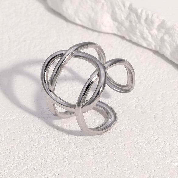 Wholesale Simple Geometric Stainless Steel Electroplated Open Ring For Women