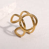 Wholesale Simple Geometric Stainless Steel Electroplated Open Ring For Women