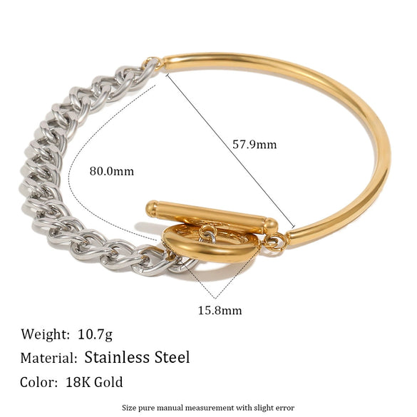 Wholesale Simple Geometric Stainless Steel Electroplated Round Wire Cuban Chain Ot Buckle Bracelet For Women