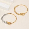 Wholesale Simple Geometric Stainless Steel Electroplated Round Wire Cuban Chain Ot Buckle Bracelet For Women