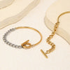 Wholesale Simple Geometric Stainless Steel Electroplated Round Wire Cuban Chain Ot Buckle Bracelet For Women