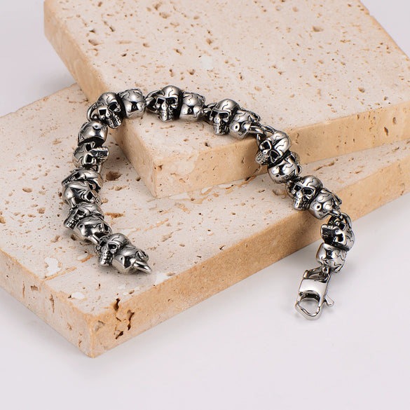 Wholesale Simple Geometric Stainless Steel Electroplated Skull Bracelet For Men